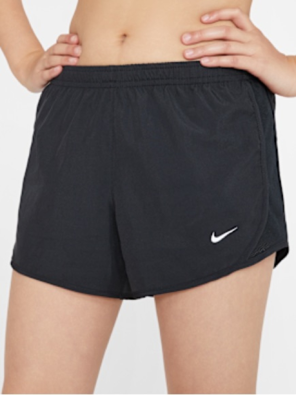Nike Tempos Women's Black Athletic Training Shorts with White Swoosh